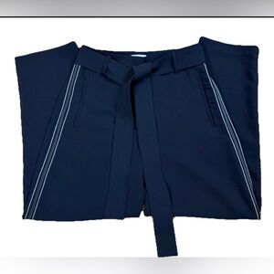 Aritzia Wilfred Women Sz 8 Black High Rise Belted Tie Waist Crop Trouser Pant